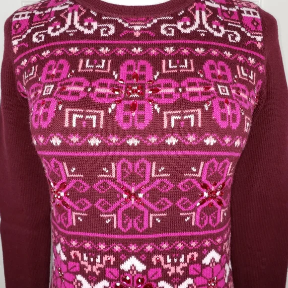 Talbots Nordic Wool Blend Embellished Sweater NWT ($99.99) - Picture 2 of 8